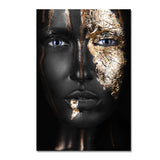 tableau femme noir feuille d’or