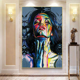 cadre peinture abstrait colorée d’une femme