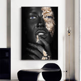 tableau femme noir feuille d’or