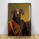 Affiche vintage costume rouge chien
