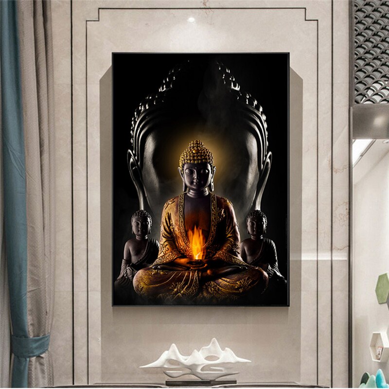 Tableau bouddha 1 pièce Bouddha fond noir
