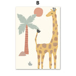 Affiche enfant girafe et arbre