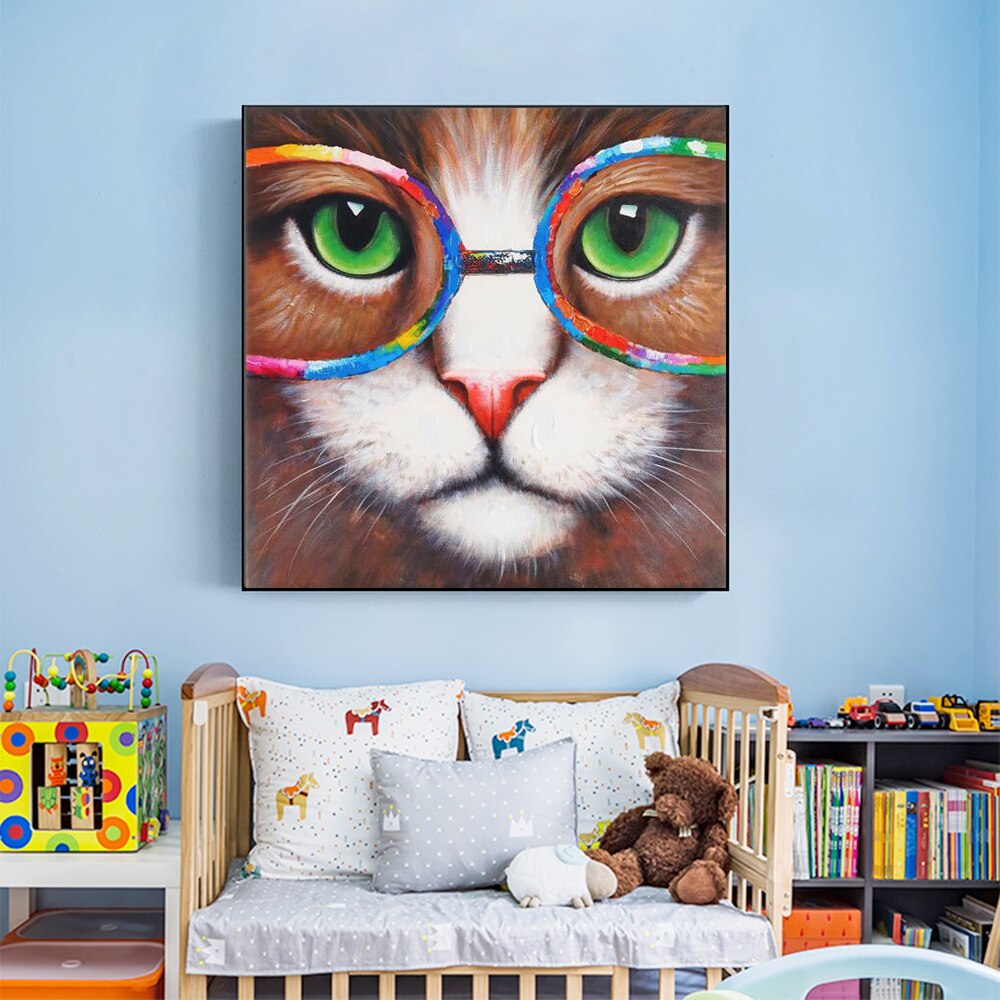 Tableau chat lunette coloré La maison des tableaux
