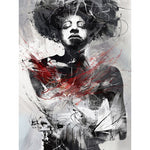 Affiche abstrait femme trait rouge