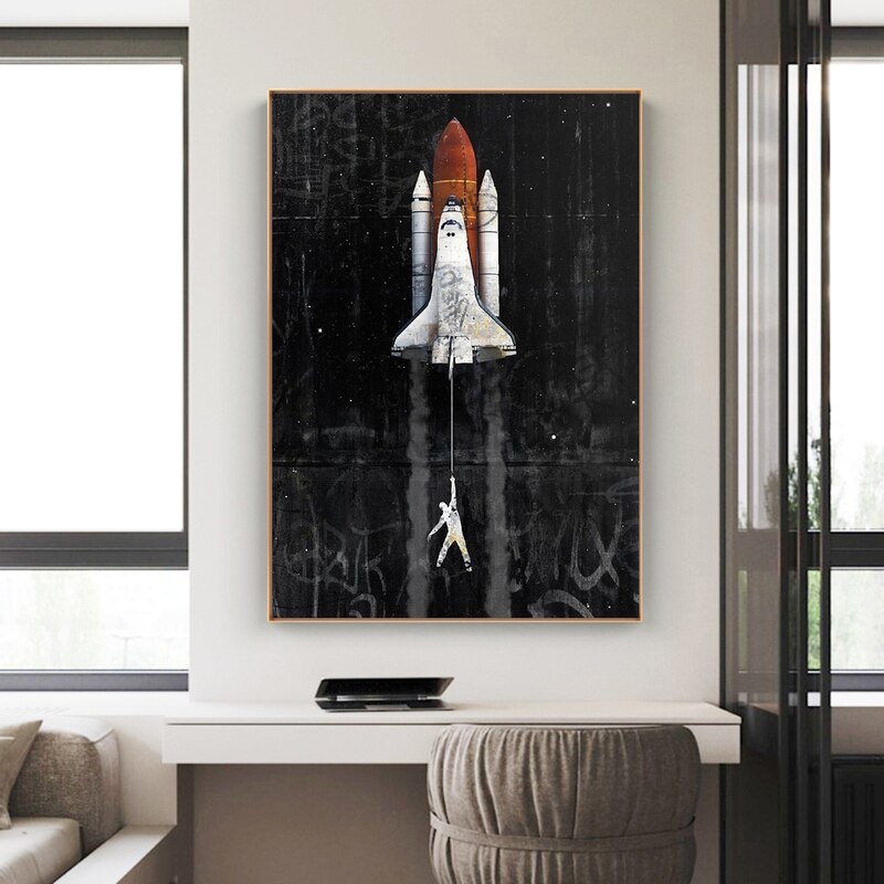 Tableau Sur Toile Navette Spatiale, 50x70 Cm, Neuf, Décoration Murale
