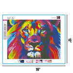 Tableau peinture lion coloré