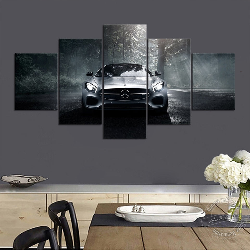 Tableau Sur Toile Mercedes AMG GT - 50x75 Cm - Neuf - Décoration Murale Voiture Sportive - Idée Cadeau