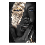 tableau femme noir feuille d’or