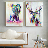 Tableau cerf et éléphant coloré