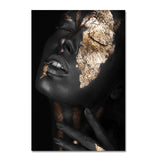 tableau femme noir feuille d’or