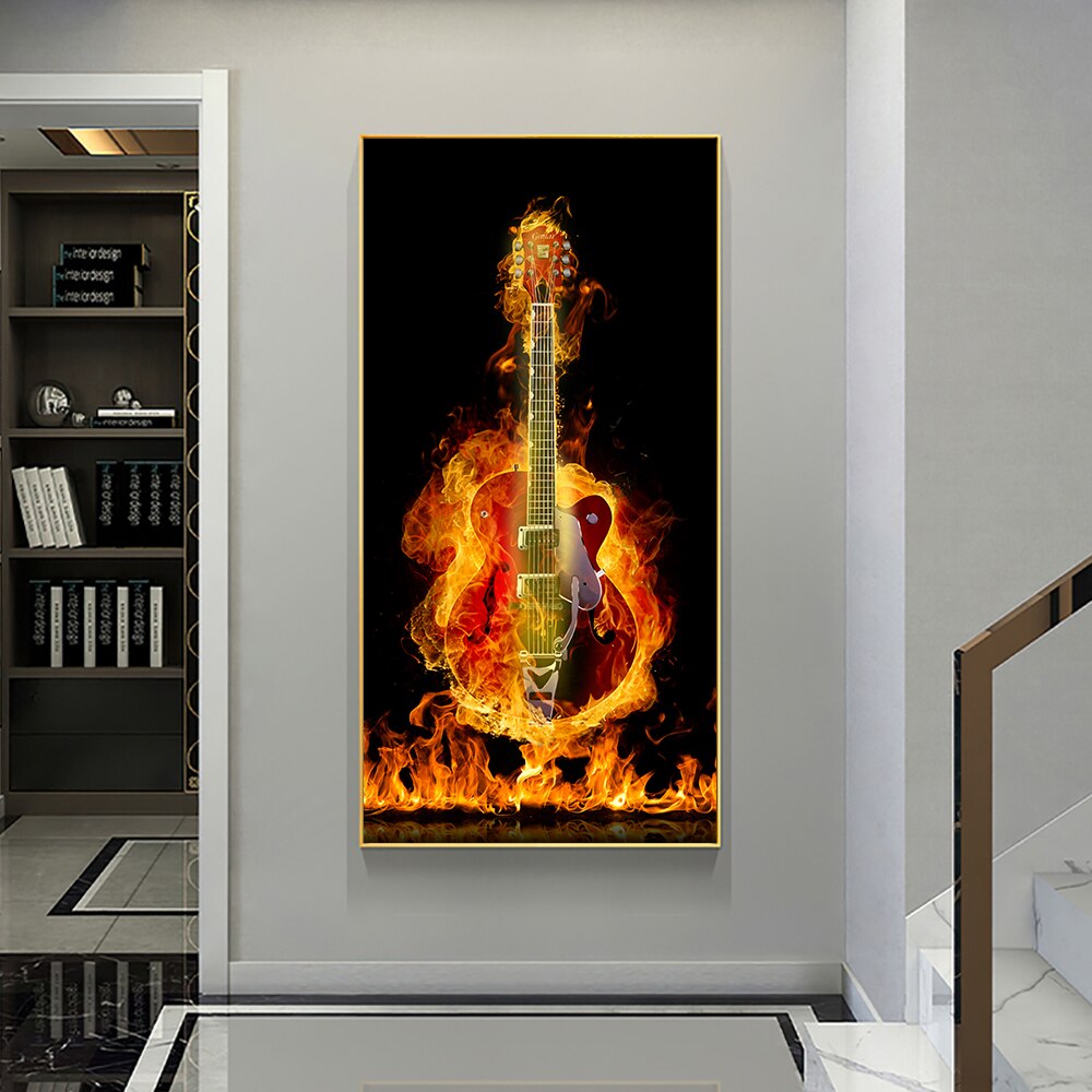 Guitare électrique Image Impression Toile Peinture Mur Art Affiche Salon  Décoration Encadrée Chambre Familiale Décoration Murale 30x40cm (12x16in)  Avec Cadre : : Cuisine et Maison