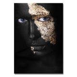 tableau femme noir feuille d’or