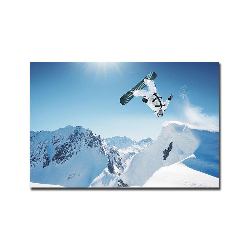 Tableau Toile Peinture - Paysage Montagne Neige - 30x45 Cm