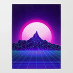 Tableau montagne 1 pièce Abstrait lune violette