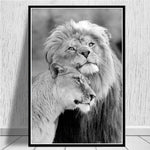 tableau lion sur un fond noir