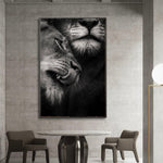 tableau photo lion mâle et femelle