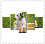 tableau chien mignon et fleurs