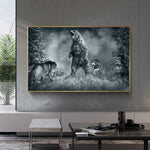 tableau d’un ours et d’un loup