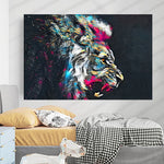 tableau moderne lion et couronne