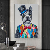 Tableau chien veste colorée