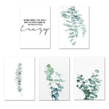 Green Plant Leaves Poster Print Wall Art Canvas Painting 