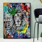 tableau lion 1 pièce Street art