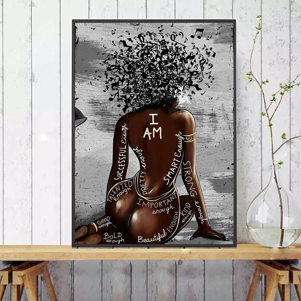 Affiche peinture femme noire nude | La maison des tableaux