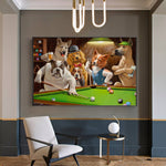 tableau abstrait chien et billiard