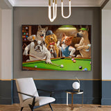 tableau abstrait chien et billiard
