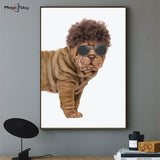 tableau chien touffe de cheveux