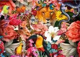 tableau fleurs autour du lion