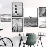 tableau noir et blanc mer clame