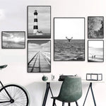 tableau noir et blanc plage calme