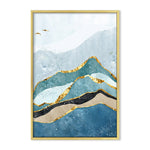 tableau peinture montagne bleue