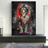 tableau pop art d’un lion