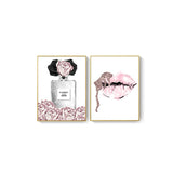 tableau fond blanc fleurs roses