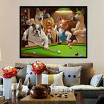 tableau chien qui jouent au billard