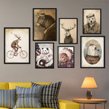 modern retro abstract animal wall art elephant giraffe 