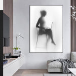 tableau femme fusain fond blanc