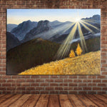 tableau peinture à l’huile montagne et plaine