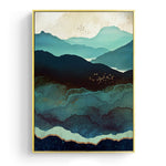 tableau abstrait montagne bleue