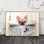 tableau chien lecture du journal