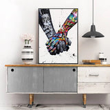 tableau street art main dans la main