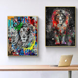 tableau pop art d’un lion