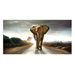 Cadre peinture éléphant sur la route