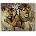 poster lion 1 pièce Femme indienne