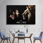 tableau lion 1 pièce Lion et Messi 