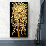 tableau arbre feuille en or