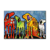 tableau peinture abstraite 3 chiens