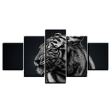 tableau tigre blanc sur fond noir